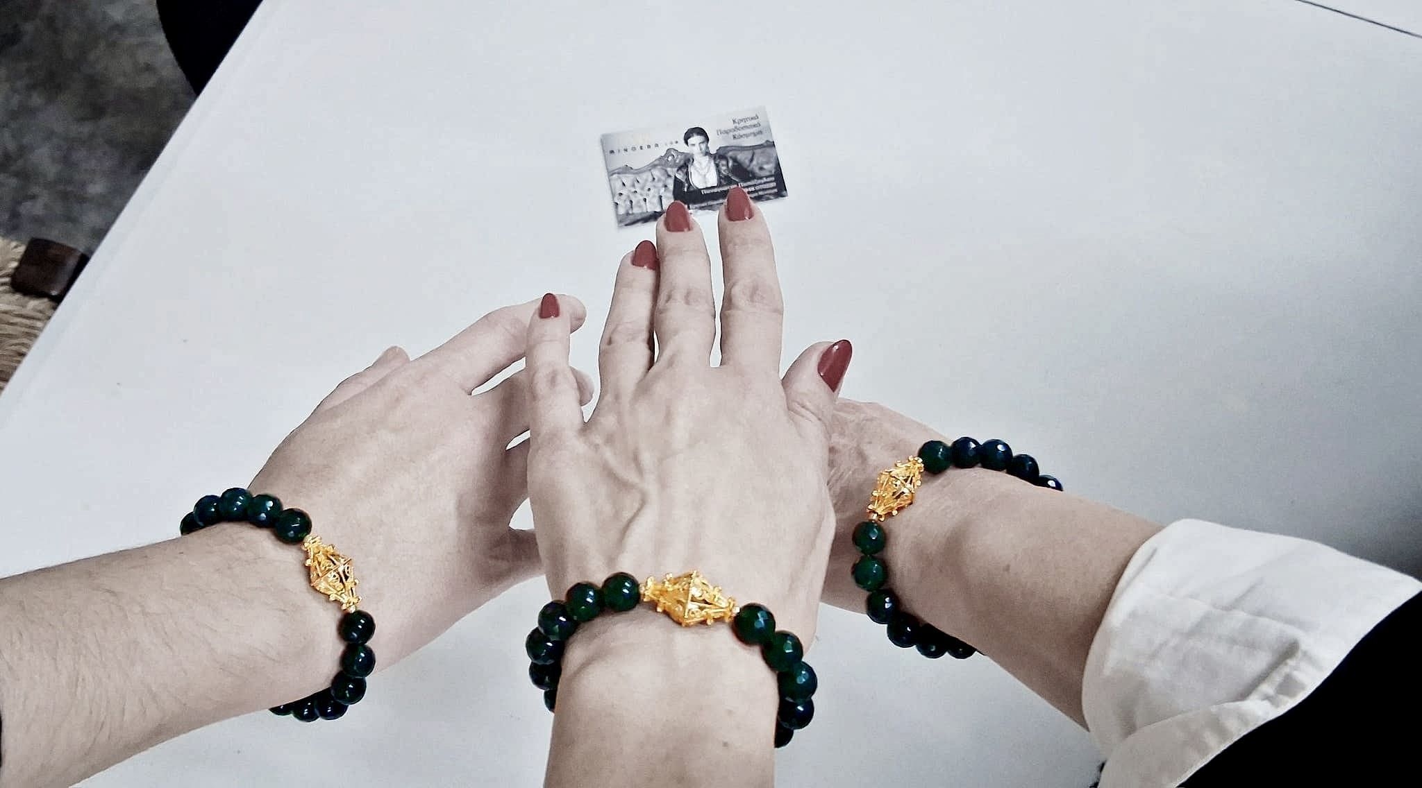 Βραχιόλι με Αμπράκαμο και πράσινες Πέτρες ' - ' ΒΡΑΧΙΟΛΙΑ